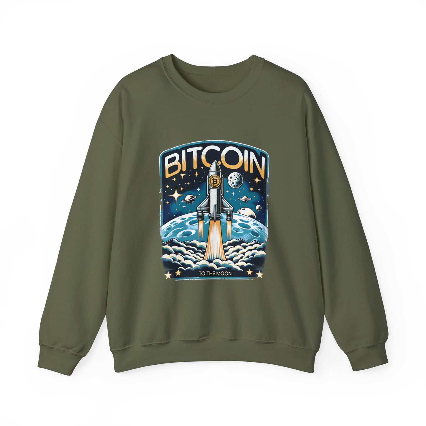 Bitcoin To The Moon Sweatshirt | Crypto Sweater | Bitcoin Gift | Technology | Rocket Launch | Unisex |