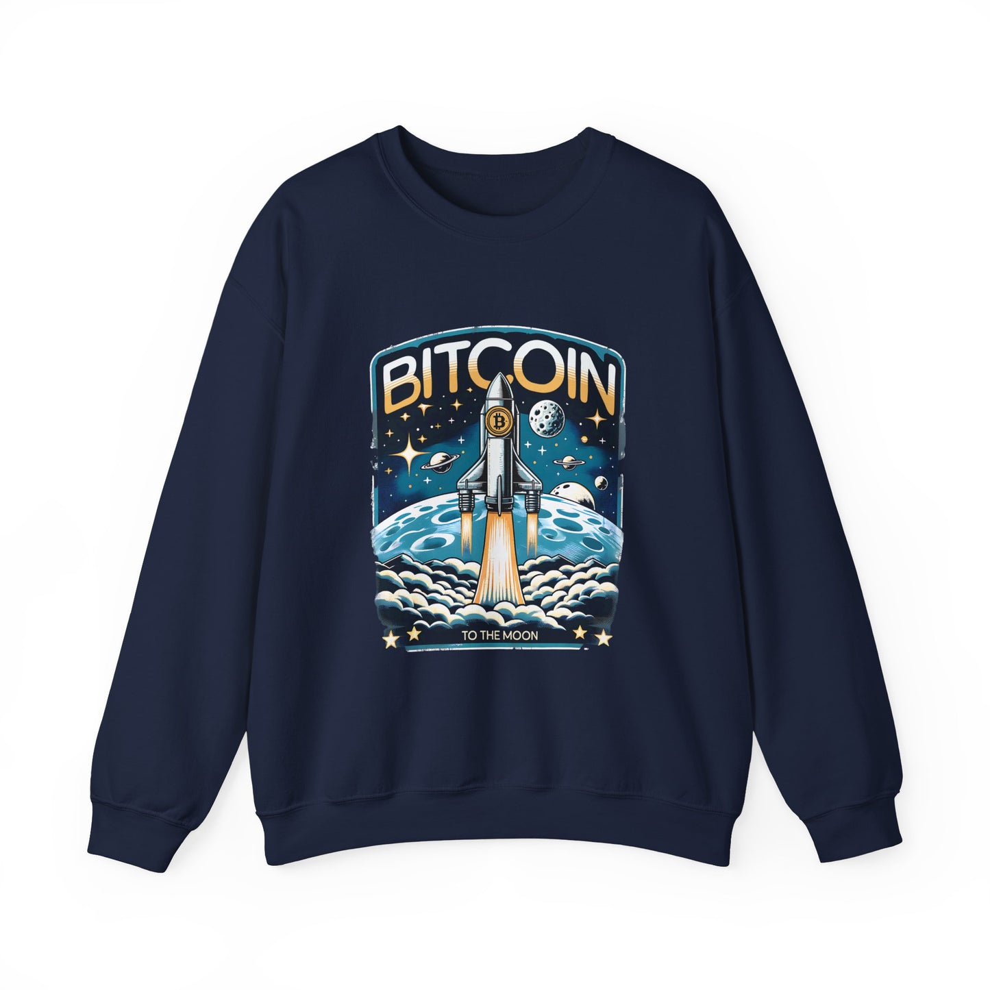 Bitcoin To The Moon Sweatshirt | Crypto Sweater | Bitcoin Gift | Technology | Rocket Launch | Unisex |