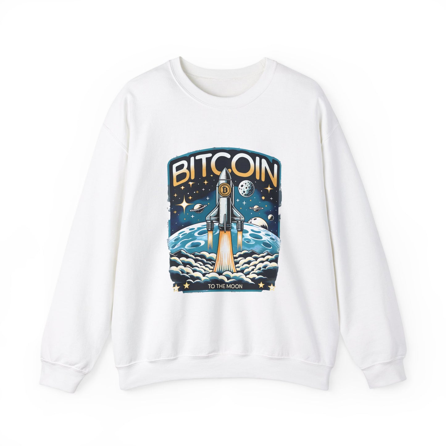 Bitcoin To The Moon Sweatshirt | Crypto Sweater | Bitcoin Gift | Technology | Rocket Launch | Unisex |