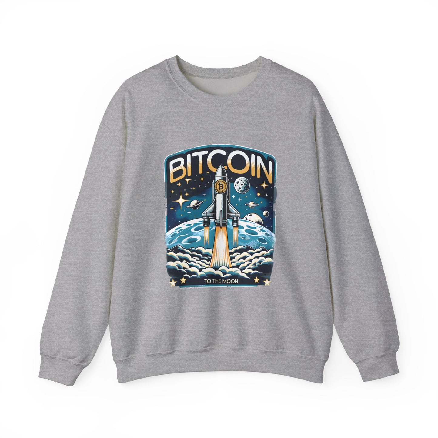 Bitcoin To The Moon Sweatshirt | Crypto Sweater | Bitcoin Gift | Technology | Rocket Launch | Unisex |